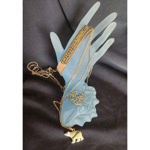 Leather And Crystal Bracelet  And 2 Necklaces